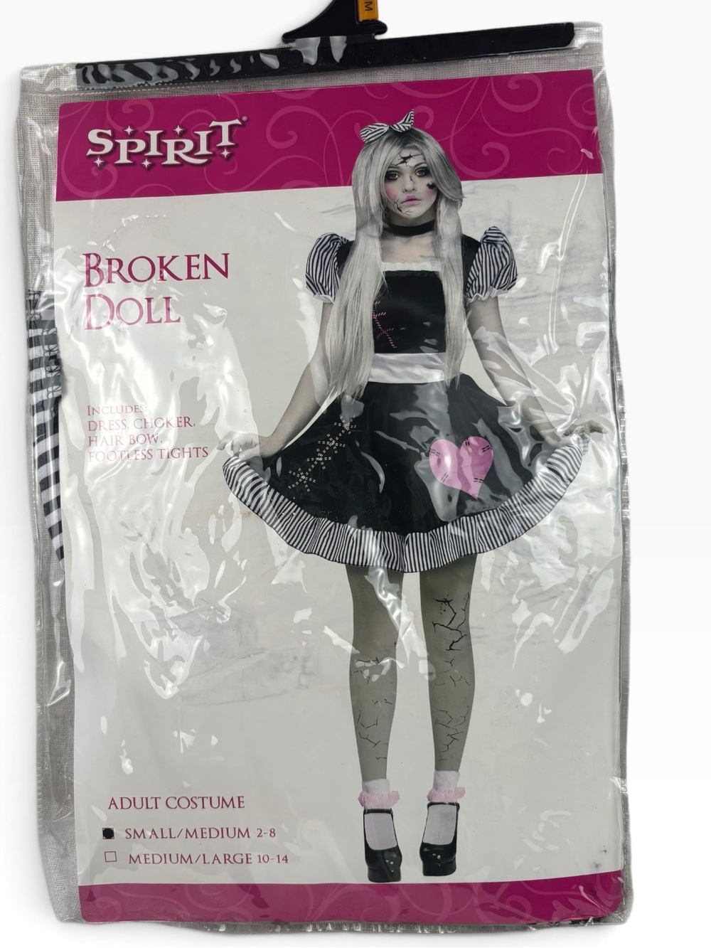 Spirit Halloween Broken Doll Dress Adult Size S/M 2-8 Halloween Costume